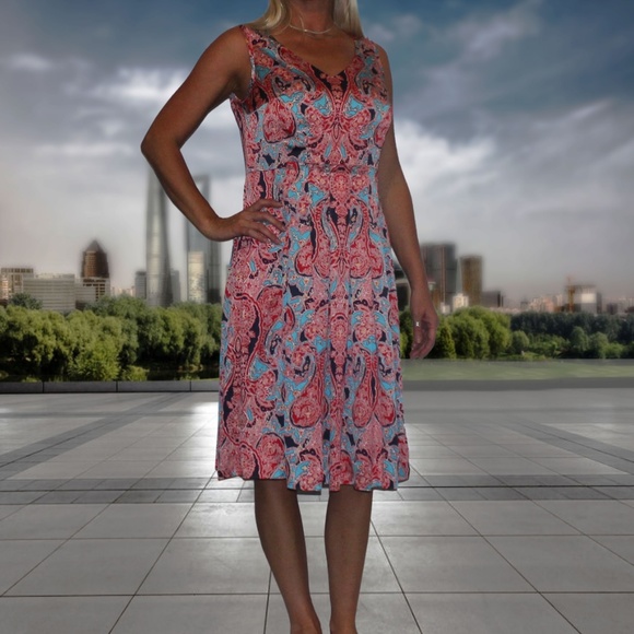 Jones New York Poppy Red Multicolored Dress - Picture 2 of 5